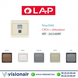Prise RJ45 CAT6 + Obturateur LAP GALAXY Marfil 20234MRF Casablanca Maroc