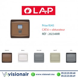 Prise RJ45 CAT6 + Obturateur LAP GALAXY Marron 20234MR Casablanca Maroc