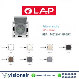Prise étanche 2P+Terre Gris clair LAP Millenium LAP 20919IPGRC7 Casablanca Maroc