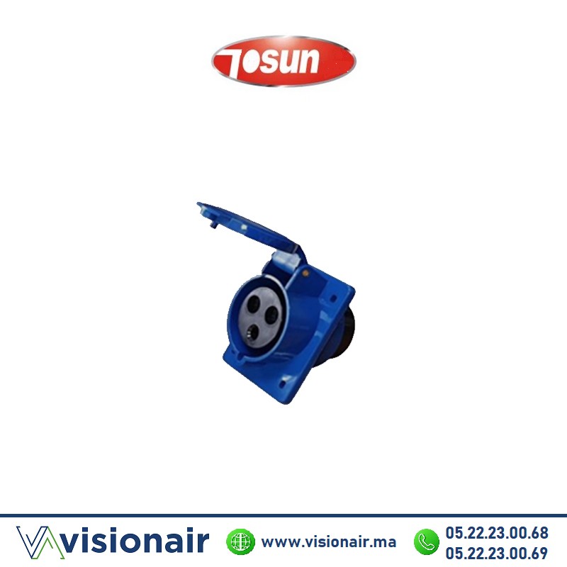 Prise industrielle Tosun 2P+T encastre 32A TSN423 Casablanca Maroc