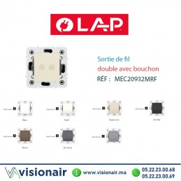 Sortie de fil double avec bouchon LAP MILLENIUM Marfil 20932MRF2-Casablanca Maroc