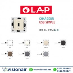 Chargeur USB simple LAP Millenium Marfil 20941MRF2 -Casablanca Maroc