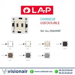 Chargeur USB double LAP Millenuim Marfil 20942MRF2 - VISIONAIR Maroc