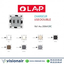 Chargeur USB double LAP Millenium Gris clair 20942GRC7 -Casablanca Maroc