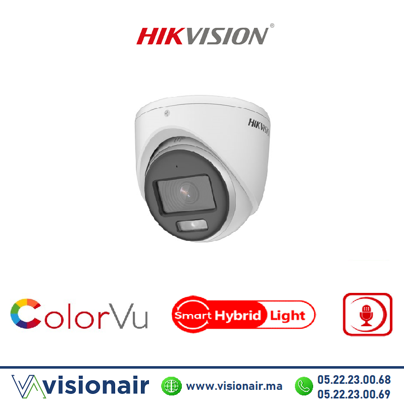 Caméra HIKVISION Dôme 2MP Audio Smart Hybrid DS-2CE76D0T-LMFS Casablanca Maroc