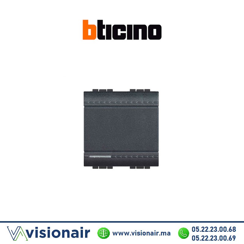 Interrupteur double BTICINO LivingLight noir L4001M2N Casablanca Maroc