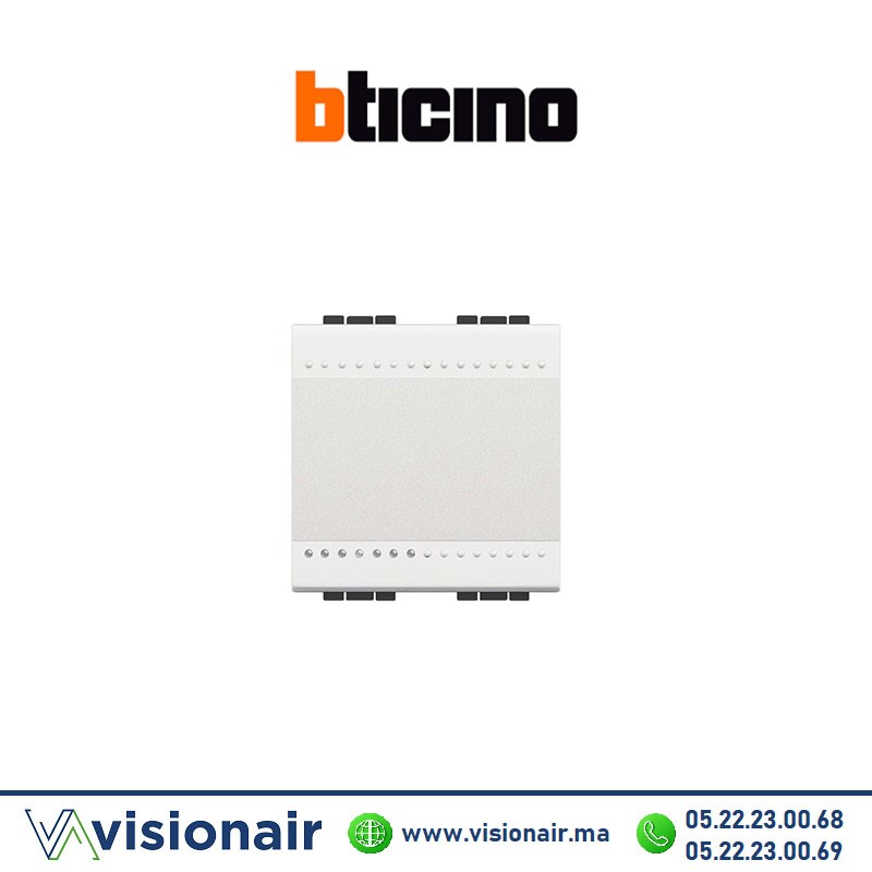 Interrupteur double BTICINO LivingLight blanc N4001M2N Casablanca Maroc