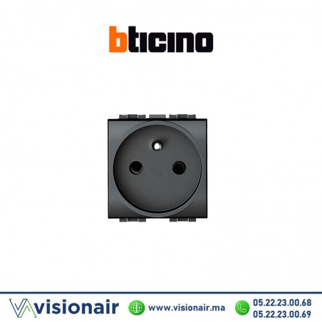 Prise 2P+T BTICINO LivingLight noir L4142AN Casablanca Maroc