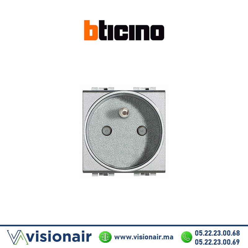 Prise 2P+T BTICINO LivingLight gris NT4142AN Casablanca Maroc