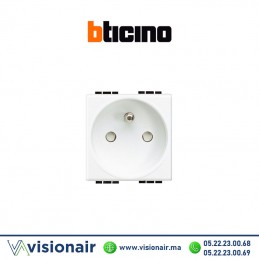 Prise 2P+T BTICINO LivingLight blanc N4142AN Casablanca Maroc
