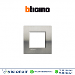 Plaque BTICINO LivingLight 2M acier brossé LNA4802ACS Casablanca Maroc