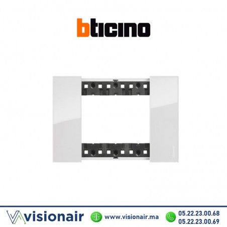 Plaque Bticino Living Now 3 modules Glacier BTKA4803DW Casablanca Maroc
