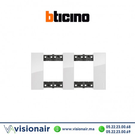 Plaque Bticino Living Now 2x2 modules Glacier BTKA4802M2DW Casablanca Maroc