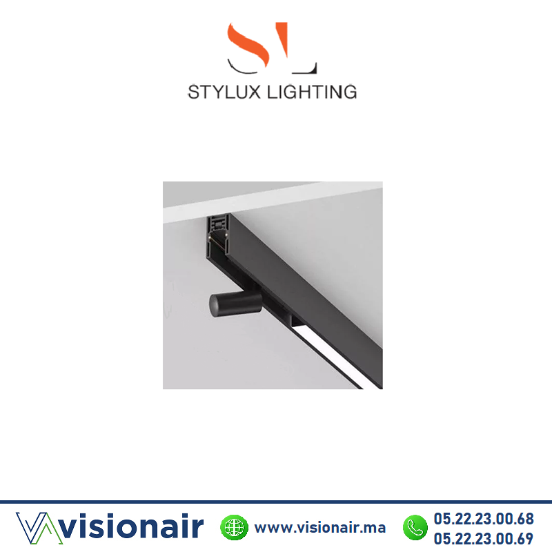Rail magnétique apparent noir 2M STYLUX Lighting Casablanca Maroc