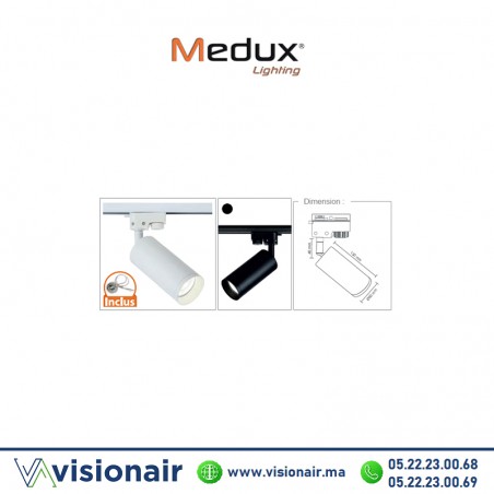 Projecteur sur rail en aluminium GU10 Blanc/Noir Casablanca Maroc