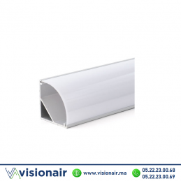 Profilé LED apparent angle aluminium 15.5x15.5 mm gris couvercle blanc 3M Casablanca Maroc