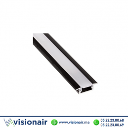 Profilé LED encastré 10x10mm aluminium noir couvercle blanc 3M Casablanca maroc