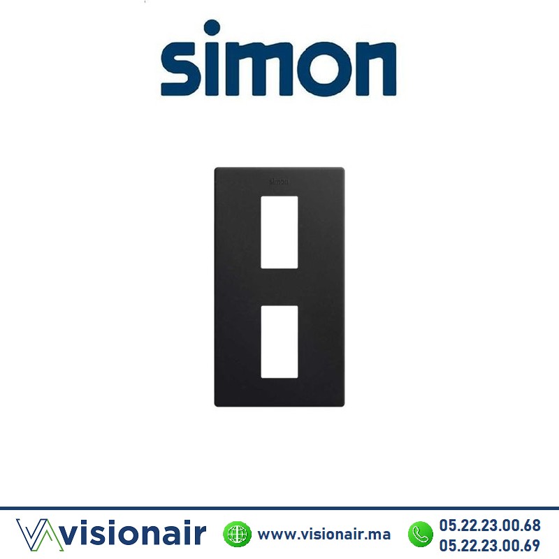 Cadre Simon 270 Minima 2 modules verticale Noir mat 27111620-098 Casablanca Maroc