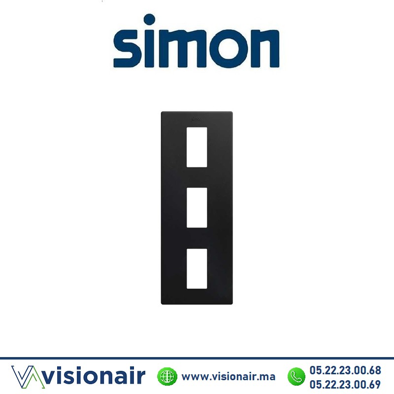 Cadre Simon 270 Minima 3 modules verticale Noir mat 27111630-098 Casablanca Maroc
