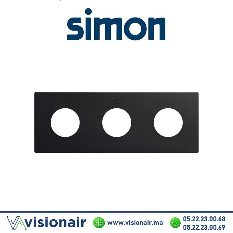 Cadre Simon 270 Minima 3 modules 2P+T CLEAN Noir mat 27110630-098 Casablanca Maroc