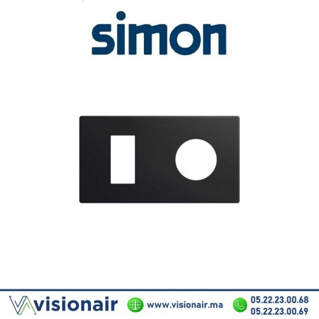 Cadre Simon 270 Minima 2 modules 1M étroit + prise 2P+T CLEAN Noir mat 27191620-098 Casablanca Maroc
