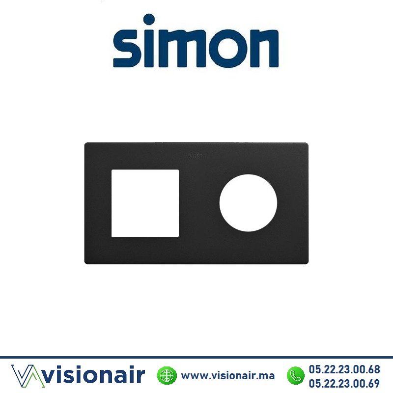 Cadre Simon270 Minima 2 modules 1M large + prise 2P+T CLEAN Noir mat 27190620-098 Casablanca Maroc