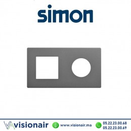 Cadre Simon 270 Minima 2 modules 1M large + prise 2P+T CLEAN Titane 27190620-096 Casablanca Maroc
