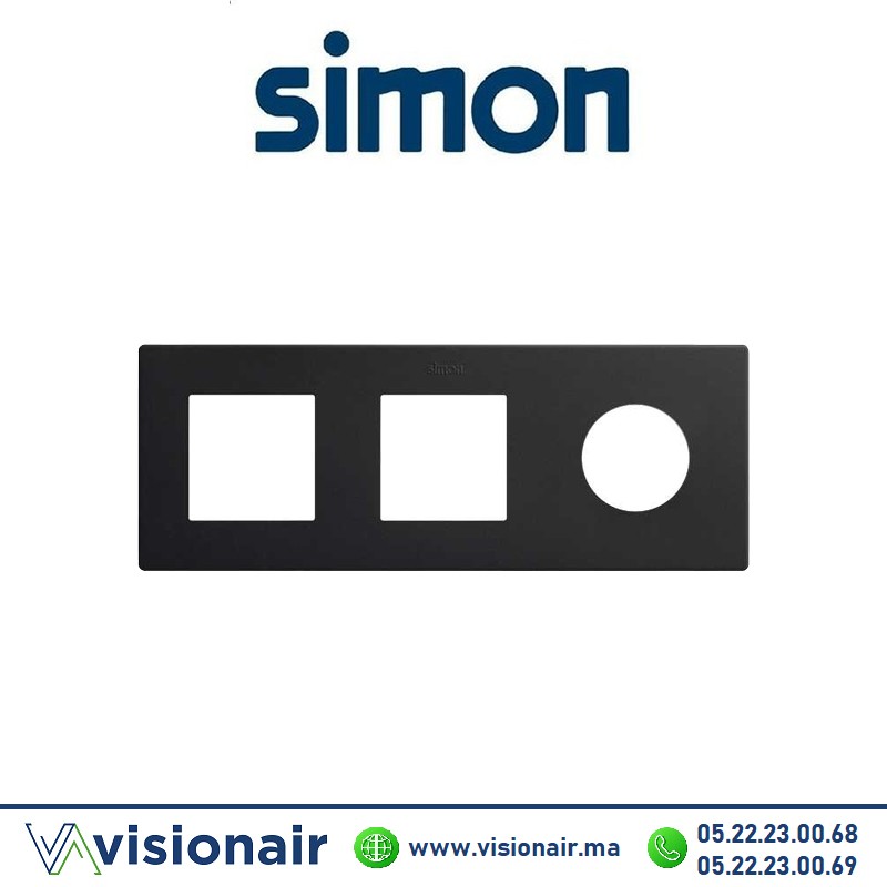 Cadre Simon 270 Minima 3 modules 2M large + prise 2P+T CLEAN Noir mat 27190630-098 Casablanca Maroc