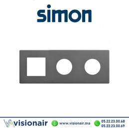 Cadre Simon 270 Minima 3 modules 1M large + 2 prises 2P+T CLEAN Titane 27193630-096 Casablanca Maroc