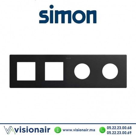 Cadre Simon 270 Minima 4 modules 2m large + 2 prises 2P+T CLEAN Noir mat 27190640-098 Casablanca Maroc