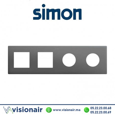 Cadre Simon 270 Minima 4 modules 2M large + 2 prises 2P+T CLEAN Titane 27190640-096 Casablanca Maroc