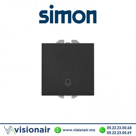 Bouton poussoir Simon270 avec ampoule gravée Noir 2000151-098 Casablanca Maroc