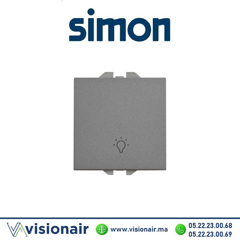 Bouton poussoir Simon270 avec ampoule gravée Titane 2000151-096 - VISIONAIR Maroc