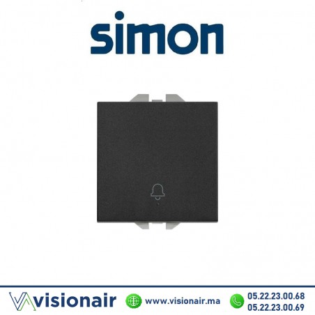 Bouton poussoir Simon270 avec cloche gravée Noir 20000152-098 Casablanca Maroc
