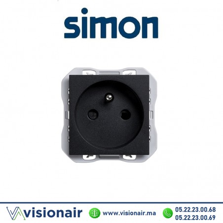 Prise Simon270 2P+T 16A 250V avec système de bornage Noir 20000458-098 Casablanca Maroc
