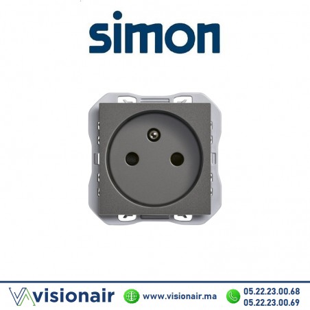 Prise Simon270 2P+T 16A 250V avec système de bornage Titane 20000458-096 Casablanca Maroc