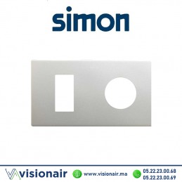 Cadre Simon 270 Minima 2 modules 1M étroit + prise 2P+T CLEAN Aluminium 27191620-093  Casablanca Maroc