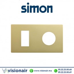 Cadre Simon 270 Minima 2 modules 1M étroit + prise 2P+T CLEAN Laiton 27191620-097 Casablanca Maroc