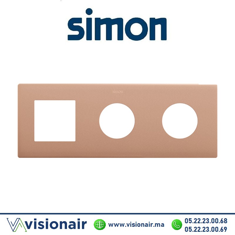 Cadre Simon 270 Minima 3 modules 1M large + 2 prises 2P+T CLEAN Rose cold 27193630-091 Casablanca Maroc