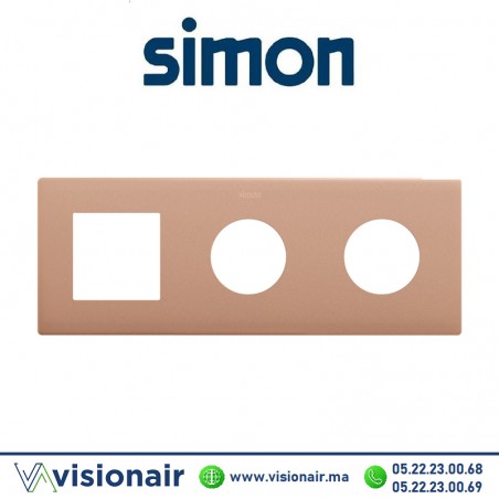 Cadre Simon 270 Minima 3 modules 1M large + 2 prises 2P+T CLEAN Rose cold 27193630-091 Casablanca Maroc
