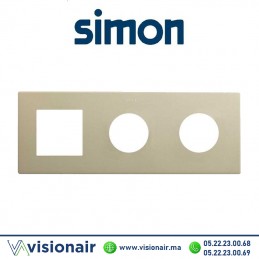 Cadre Simon 270 Minima 3 modules 1M large + 2 prises 2P+T CLEAN champagne 27193630-094 Casablanca Maroc