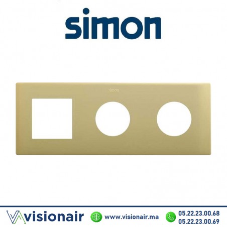 Cadre Simon 270 Minima 3 modules 1M large + 2 prises 2P+T CLEAN Laiton 27193630-097 Casablanca Maroc