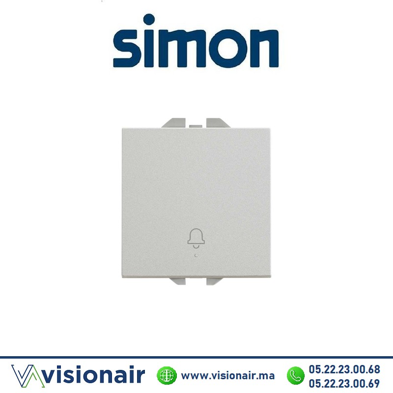 Bouton poussoir Simon270 avec cloche gravée aluminium 20000152-093 Casablanca Maroc