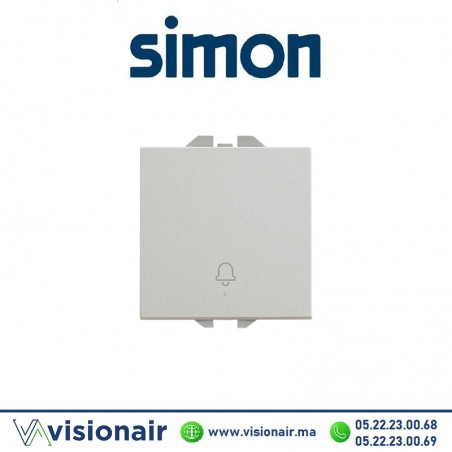 Bouton poussoir Simon270 avec cloche gravée aluminium 20000152-093 Casablanca Maroc