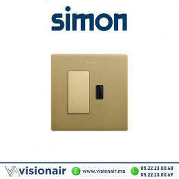 Kite monobloc Simon270 2P+T va-et-vient + prise USB Or 27191610-095 Casablanca Maroc