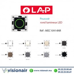 Poussoir rond lumineux  LAP Millenium noir 10915NR - Visionair Maroc
