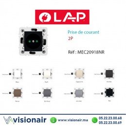 Prise de courant 2P Noir LAP Millenium 20918NR Casablanca Maroc