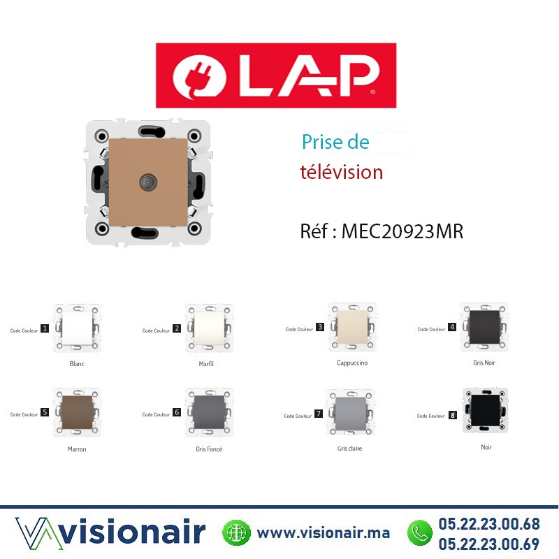 Prise de télévision Marron LAP MILLENIUM 20923MR - Visionair Maroc