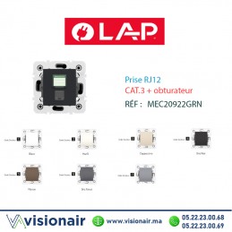 Prise RJ12 CAT.3 + obturateurs Gris noir LAP Millenium 20922GRN4 Casablanca Maroc