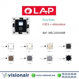 Prise RJ45 CAT6 + obturateur noir LAP MILLENIUM 20934NR Casablanca Maroc
